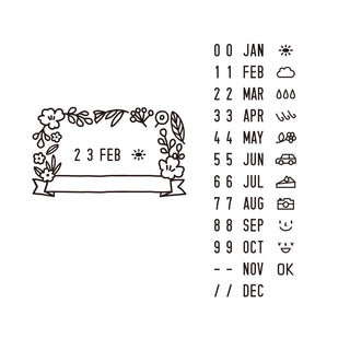 Midori Paintable Date Rotary Stamp Flowers