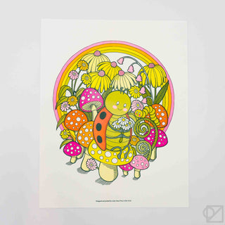 Ladybug Garden Risograph Print