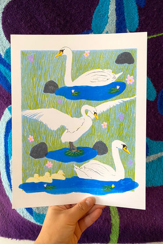 Swans Print by Maddy Conover