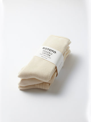 RoToTo Organic Daily Crew Socks 3-Pack Ecru