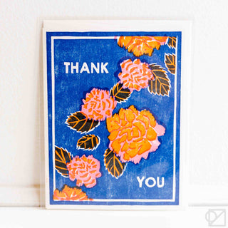Thank You Red Peonies Letterpress Card