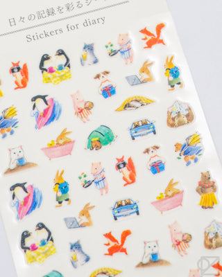 Midori Diary Stickers Animal Scenes