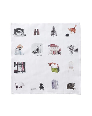 Fog Linen Work x M. Ogihara Handkerchief Living With Cats