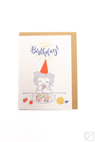 Happy Birthday Fruit Sando Cat Greeting Card