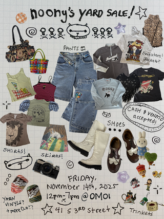 a flyer for Noony's Yard Sale on November 14th