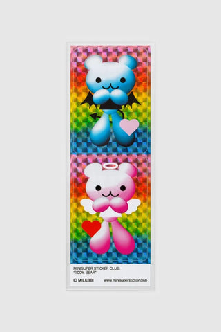 MILKBBI bear sticker set with blue and pink cute bears holding hearts