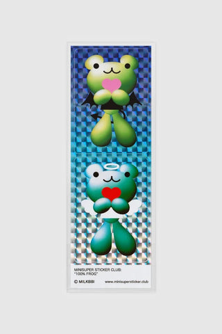 Frog sticker set by MILKBBI, two cartoon frogs with hearts and smiles