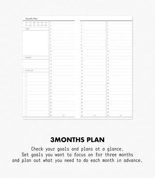 3-months plan template with columns for each month on a white background