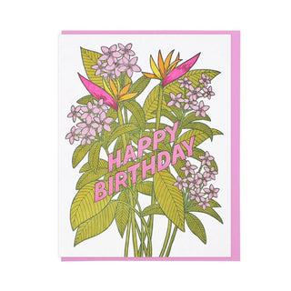 Tropical Flowers Birthday Card