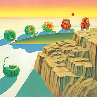 Colorful illustration of a landscape with a tiger mophing into geometric shapes and abstract forms.