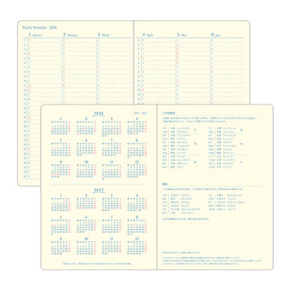 Two calendar pages showing a yearly schedule from January to June on a white background.