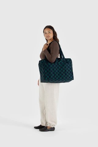 BAGGU Cloud Carry-On Navy Green Check