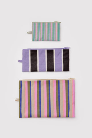 BAGGU Flat Pouch Set Candy Shop Stripes