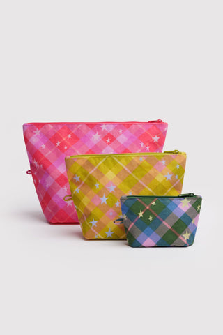 BAGGU Go Pouch Set Star Plaid