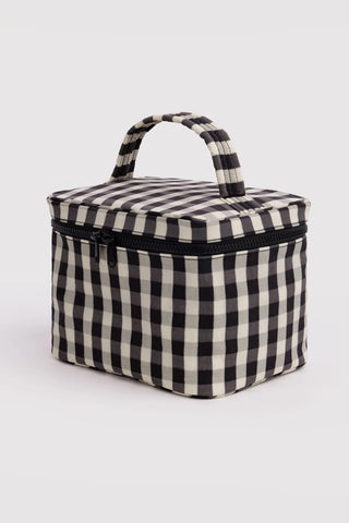 BAGGU Large Cosmetic Case Black and Cream Gingham