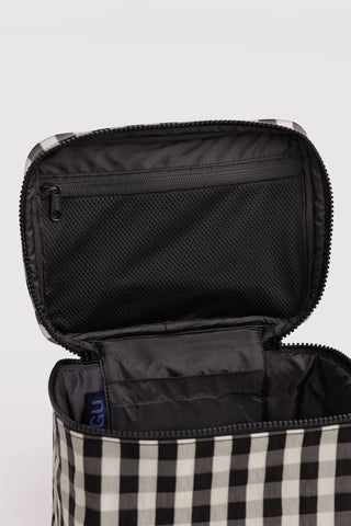 BAGGU Large Cosmetic Case Black and Cream Gingham