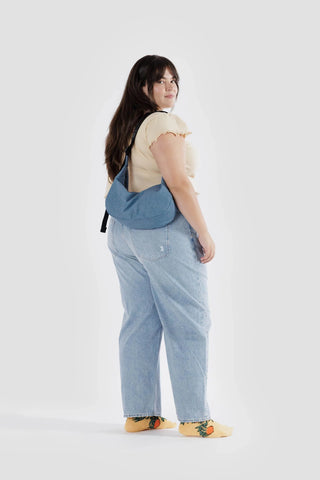 BAGGU Medium Nylon Crescent Bag Digital Denim