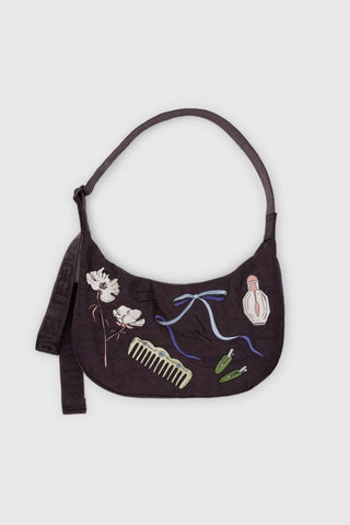 BAGGU Medium Nylon Crescent Bag Embroidered Get Ready With Me