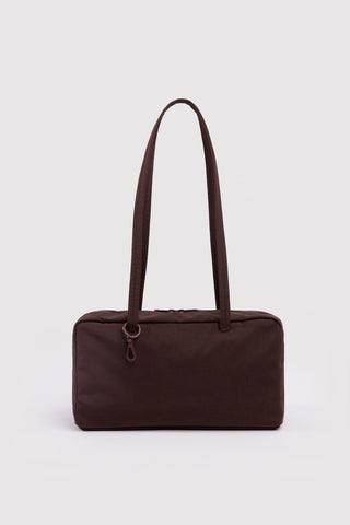 nylon bowler bag in coffee brown colorway