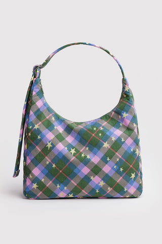 BAGGU Nylon Shoulder Bag Green Star Plaid