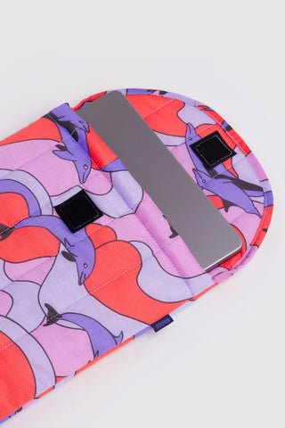 Laptop sleeve with colorful animal dolphin pattern on a white background