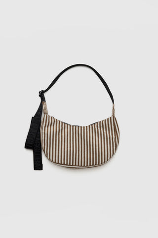 BAGGU Small Nylon Crescent Bag Brown Stripe