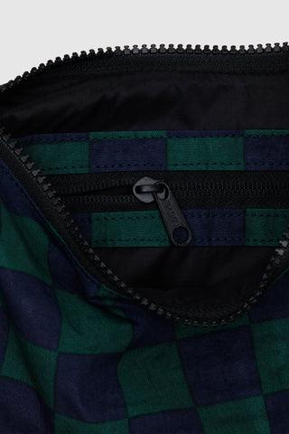 BAGGU Small Nylon Crescent Bag Navy Green Check