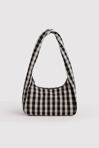 BAGGU Small Nylon Meringue Bag Black and Cream Gingham