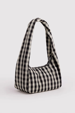 BAGGU Small Nylon Meringue Bag Black and Cream Gingham