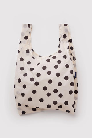 black and cream polka dot baggu tote 