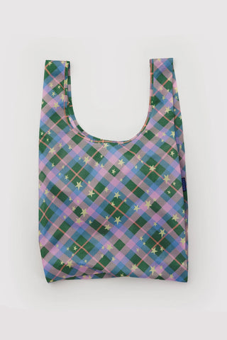 BAGGU Standard Tote Green Star Plaid