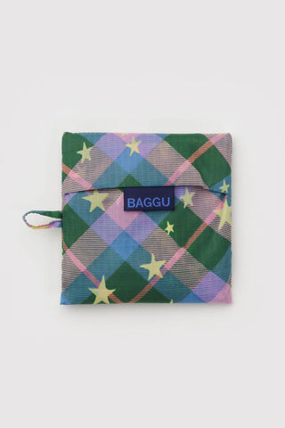 BAGGU Standard Tote Green Star Plaid