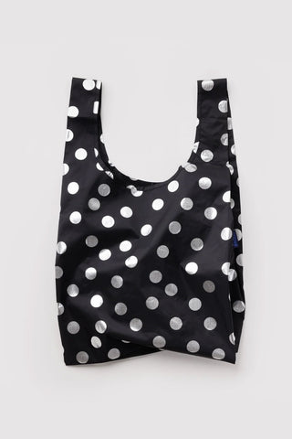 BAGGU Standard Tote Silver Metallic Polka Dot