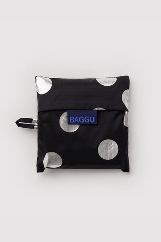 BAGGU Standard Tote Silver Metallic Polka Dot