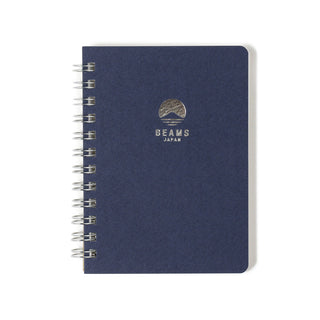 Blue spiral notebook with 'Beams Japan' logo on a white background