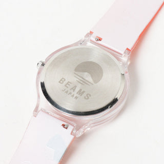 Back of watch with the beams japan logo on a white background