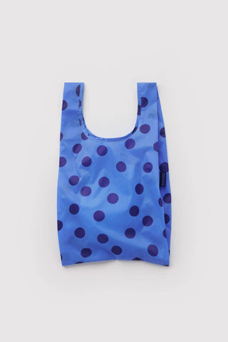 tote bag with blue polka dot print