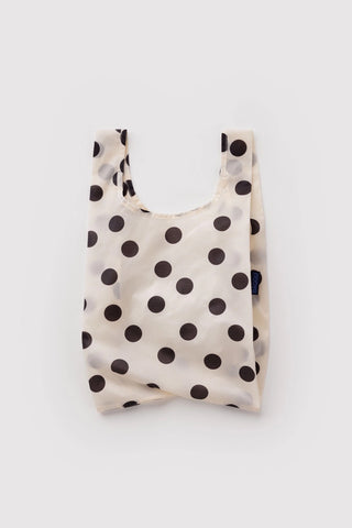 tote bag with white and black polka dot print