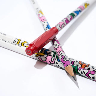 Colorful pencils with unique designs on a white background