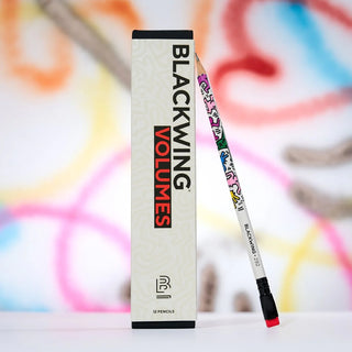 Blackwing pencil and packaging with colorful abstract background