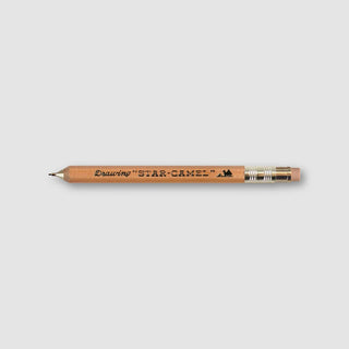 Tan wooden pencil with Camel branding on a light gray background