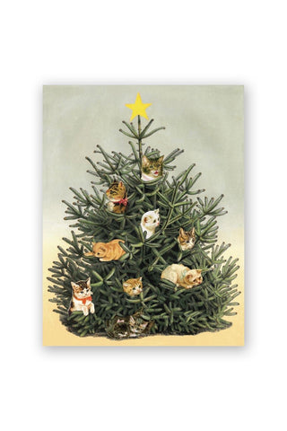 Cat Christmas Tree Greeting Card Set of 8