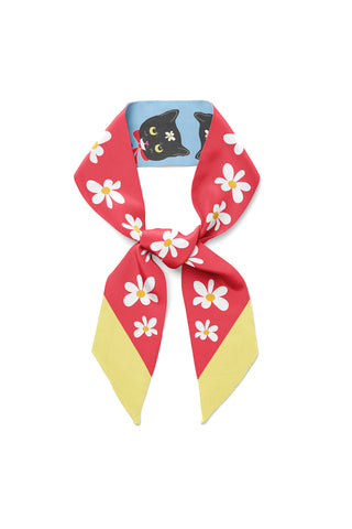 Centinelle Naoko Cat Silk Twilly Scarf
