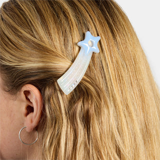 close up of shooting star shaped hair clip