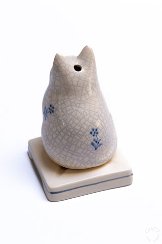 Crackle Porcelain Incense Burner Cat