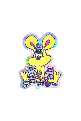 Colorful cartoon character of a mouse with  cats on a white background