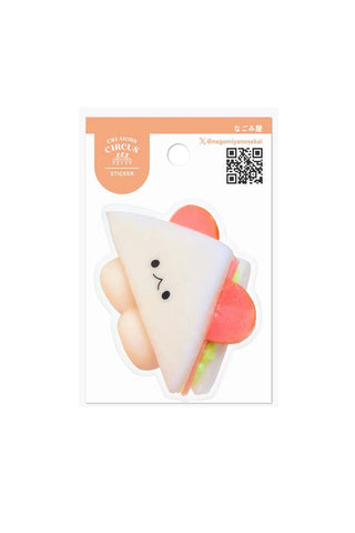 Cartoon sticker of an animal ham and cheese sandwich on a white background