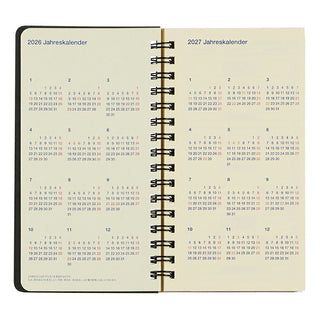 Two-year calendar open to show pages for 2026 and 2027 on a white background.