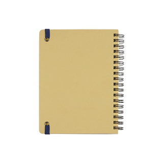 Back of notebook with spiral binding on a white background