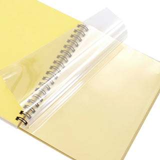 notebook with clear plastic pages